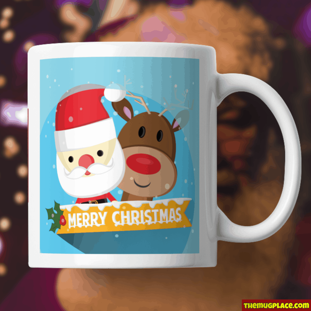 Santa and Rudolf mug