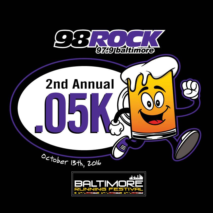 The logo for the second annual 98 rock 5k in baltimore.