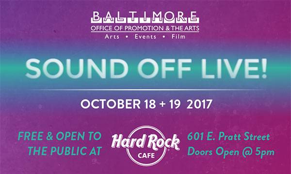 A poster for sound off live at hard cafe in baltimore.