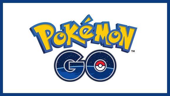 Pokemon go logo on a blue background.