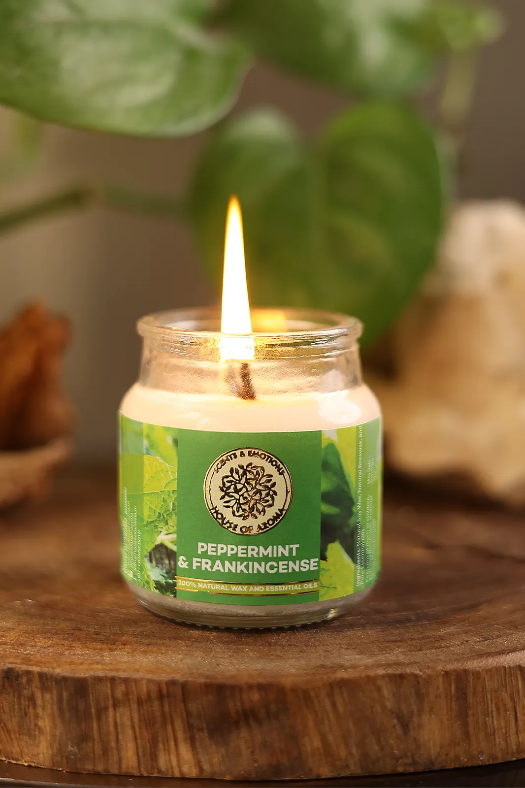 peppermint Frankincense Natural Scented Candle, peppermint candle, frankincense candle, Natural Scented Candle, scented candles online, natural candles, frankincense fragrance, peppermint oil, soy natural candles, peppermint fragrance oil, house of aroma