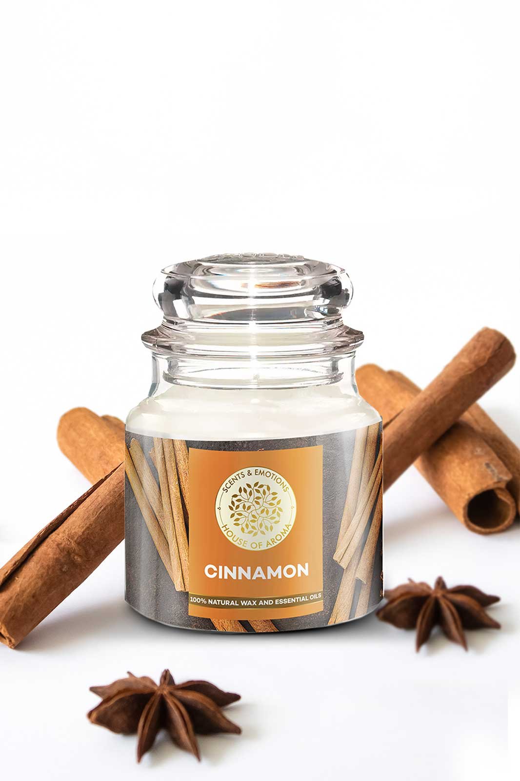 Cinnamon Natural Scented Candle, Cinnamon aromatherapy candle, Essential oil candles, beeswax candles, Cinnamon candle fragrance, cinnamon essential oil candles, House of Aroma